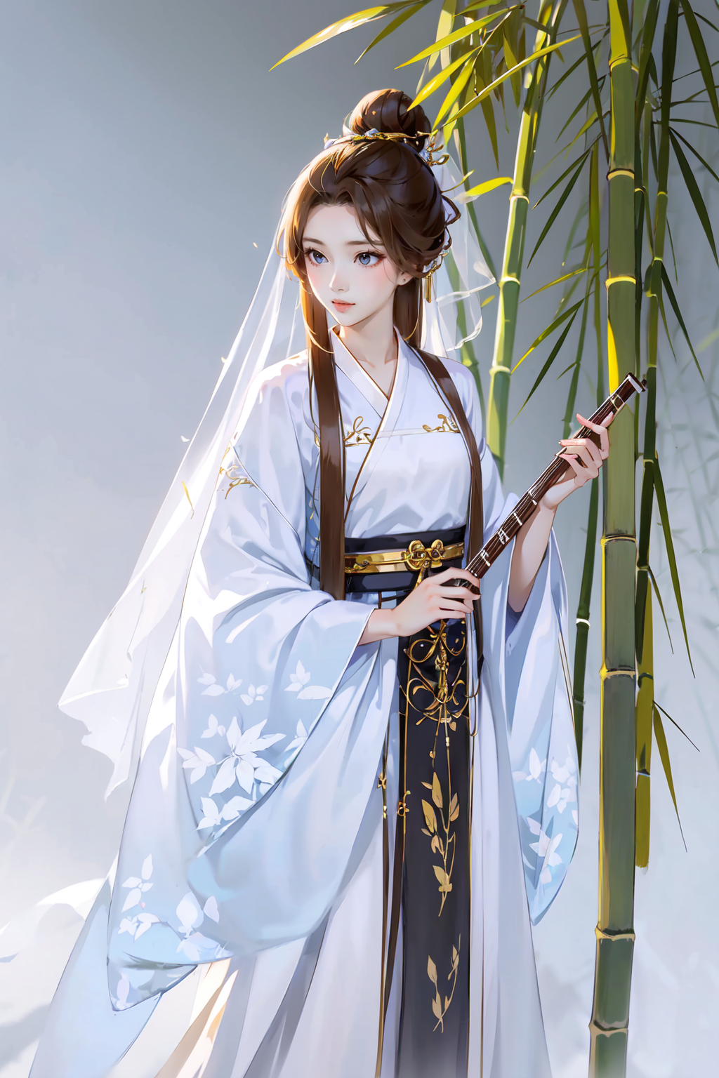 20462-4149044414--Hanama wine, 1girl, solo, bamboo, flute, dress, chinese clothes, long hair, hanfu, holding, black hair, instrument, long sleeve.png